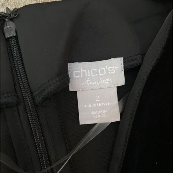 CHICO’S TRAVELERS COLLECTION Black Velvet Jumpsuit Women's Large Belted Wide Leg - Picture 7 of 12